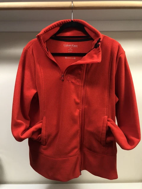 Calvin Klein Performance Quick Dry Orange Jacket MP3 Pocket Headphone Access L