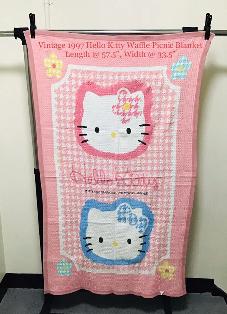 Vintage 1997 Sanrio Hello Kitty Tokyo Japan 58” x  34” Waffle Blanket HTF