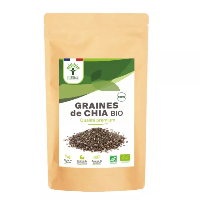 Graines de chia Bio - Conditionné en France - Vegan - 400g
