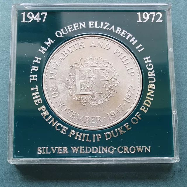 ELIZABETH II & Philip Silver Wedding Anniversary Crown 1972 Original ...