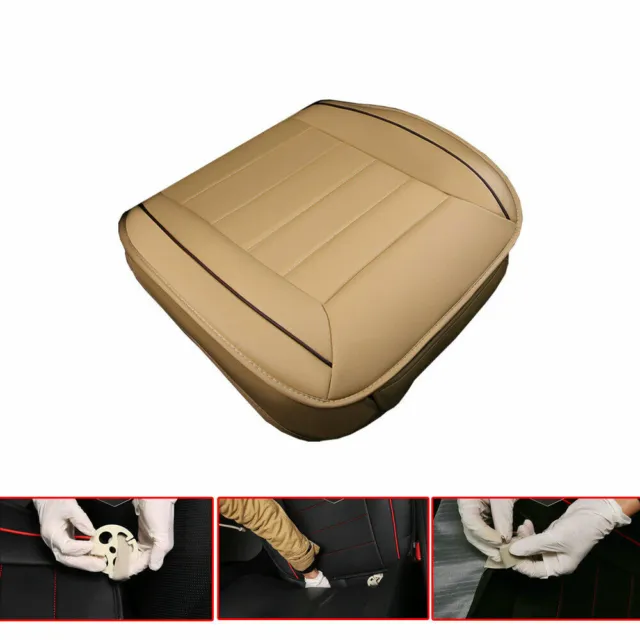 Auto PU Leather Chair Cushion Beige Car Front Seat Cover Full Surround Pad Mat