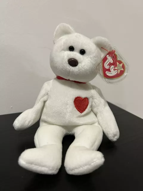 Valentino bear beanie baby TY with EVERY error RARE White star,brown nose,etc.