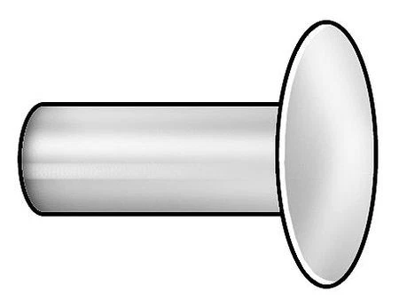Zoro Select Tbc0906.1-100 Semi-Tubular Rivet, Truss Head, 9/64 In Dia., 3/16 In