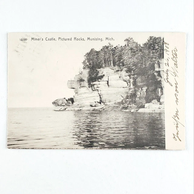 Pictured Rocks Miners Castle Postcard c1908 Munising Michigan Lake Superior B664