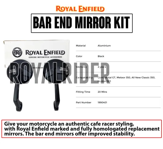 Royal Enfield"BAR END MIRROR For GT 650,Meteor 350,New Classic 350 , Hunter 350