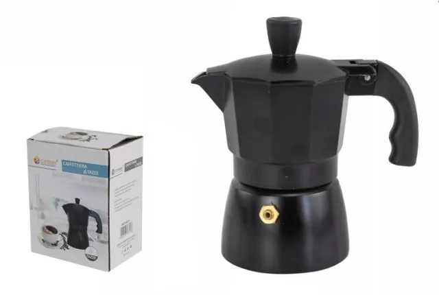 Cafetière Moka Café Expresso Noir Mat Mesure 6 Tasses Dfh
