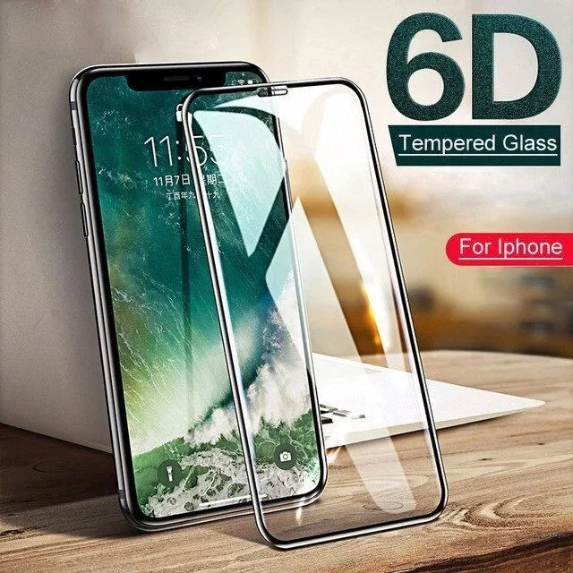 6D iPhone XS Max XR X Tempered Glass Screen Protector Full Cover Front For Apple