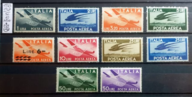 Italy Repubblica 1945-47 Posta Aerea Ruota Alata Completa - 10  Stamps New*