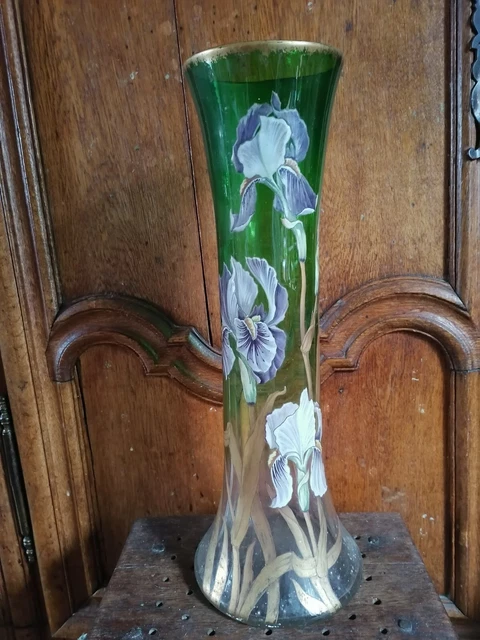 GRAND VASE AUX Iris Art Nouveau EUR 68,00 PicClick FR