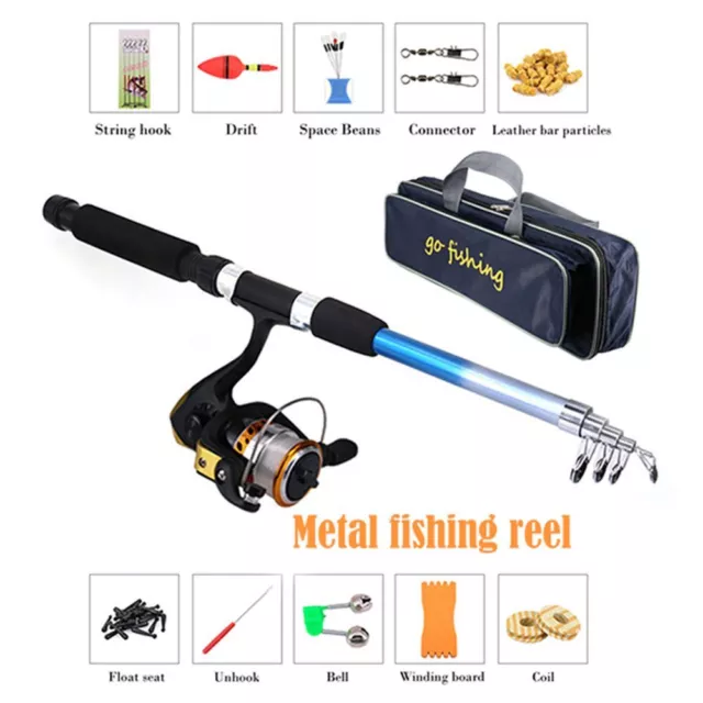 2.7 FISHING ROD Reel Line Combo Kit Spinning Reel Pole Set £21.49 -  PicClick UK