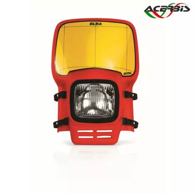 0003020.110 Maschera Faro Anteriore Vintage Elba No Lampada Ba20D Enduro Rosso