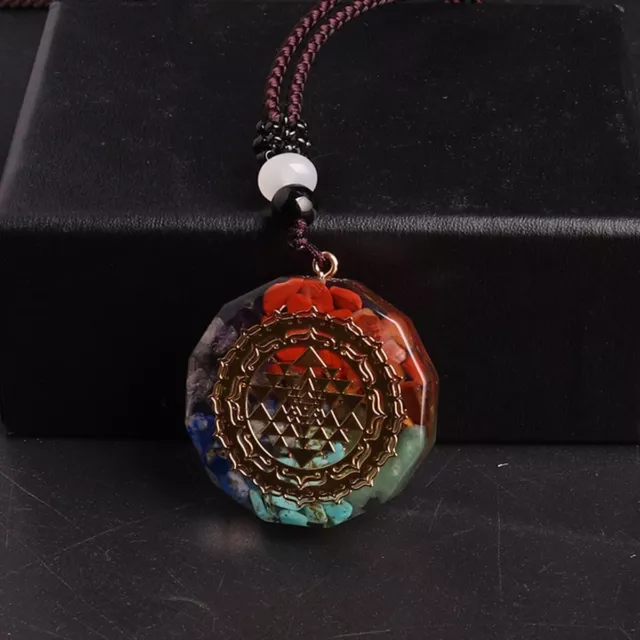 Natural Crystal Orgonite Pendant 7 Chakra Healing Talisman Women Mens Necklace