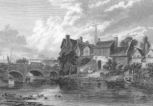 Norfolk, NORWICH RIVER WENSUM BRIDGE CATHEDRAL CHURCH ~ 1880 Art Print Engraving