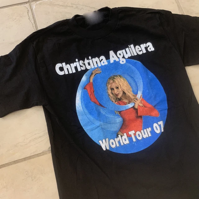 Vintage Christina Aguilera World Tour 07 Cotton Black Unisex S-234XL Shirt 2A079