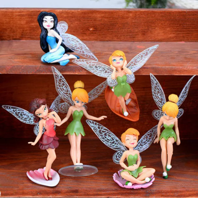 6Pcs Disney Tinker Bell Fairies Princess Figure Model Display Toy Cake Topper