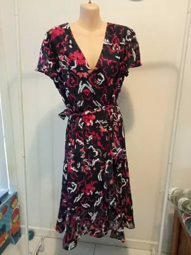 Jane Lamerton Floral Dress Size 12 Black Pink