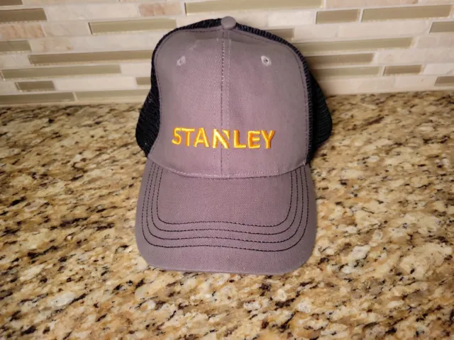 Stanley Tools Hat Cap Grey Black mesh Snapback Logo Vintage Adjustable