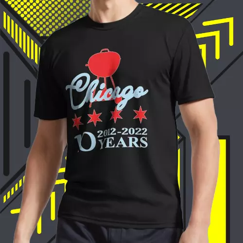 NEW Chicago tenth anniversary Men's Black T-Shirt USA Size S to 5XL