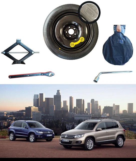 KIT ROUE DE secours (galette )17" pour VW TIGUAN avec cric, clé et sac (68X15cm) EUR 185,00