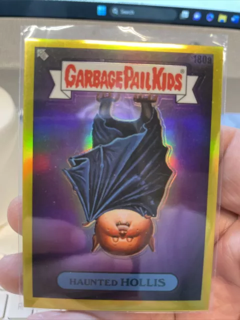 2022 GARBAGE PAIL KIDS CHROME SERIES 5 YELLOW REFRACTOR 180a HAUNTED HOLLIS /275