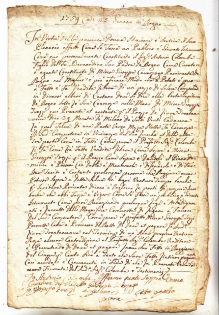 Mm271-Canton Ticino-Polizia Di Lugano Contro Giuseppe Avezzi 1759