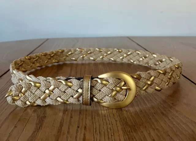 Luigi Lanatta Designs Metallic Gold Braided Statement Belt  Size M/L