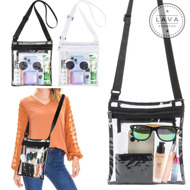 Clear Crossbody Tote Bag Transparent Handbag Zip Purse Stadium with Inner Pocket