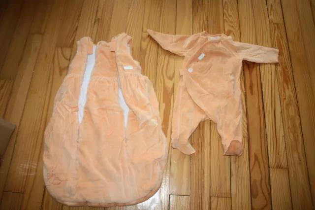 ensemble bébé orange grenouillère+pyjama+bonnet 3 mois