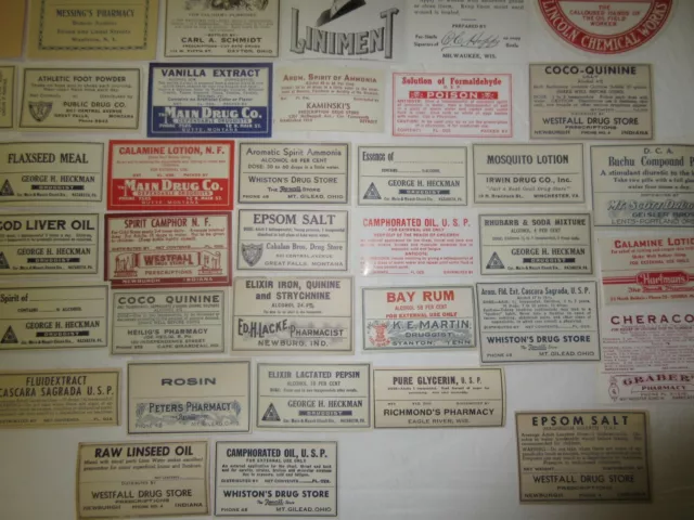 50+Old Pharmacy-Apothecary-Medicine Bottle Labels=Nice Large Size Labels Too 2