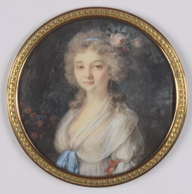 Pierre-Adolphe Hall (1739-1793) "Young lady with roses in her hair", miniature