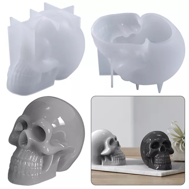 3D Skull Shape Silicone Mould Skeleton Head DIY Resin Craft Mold Home Decor