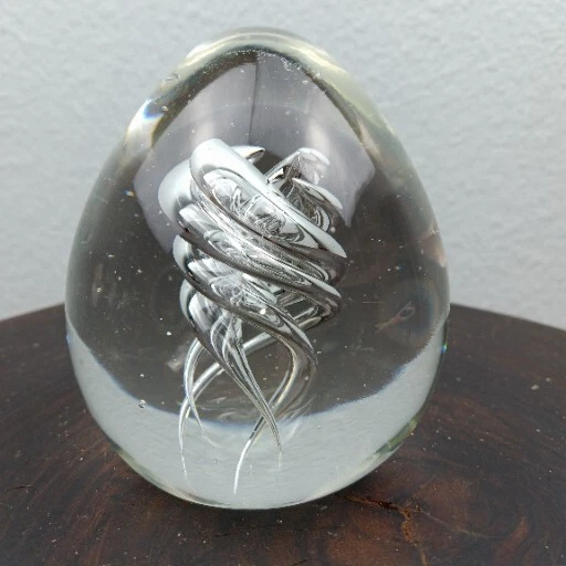 Art Glass Paperweight Millefiori Bubble Swirl Design
