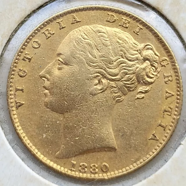 1880 Sydney Gold Sheild Sovereign Coin VF Good Lustre