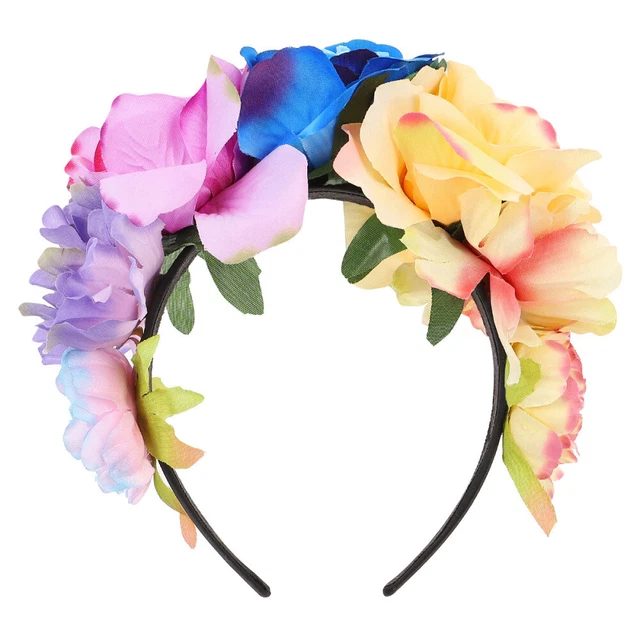 BLUE FLOWER CROWN Day of The Dead Halloween Headband Hair Garland Bride