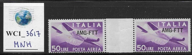 WC1_3617. TRIESTE FTT. Gutter pairs of 50 Lire 1948 "DEM. & CAMP." air set. MVLH
