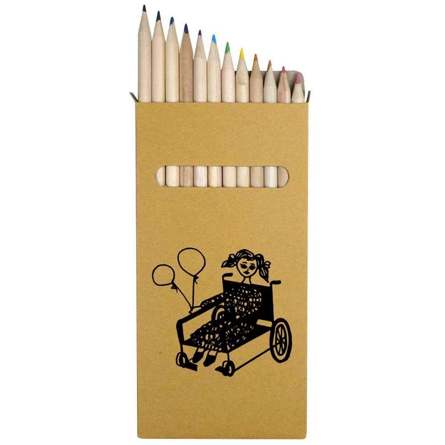 Juego de 12 lápices/lápices de colores de 178 mm de largo ""niña discapacitada"" (PE00048923)