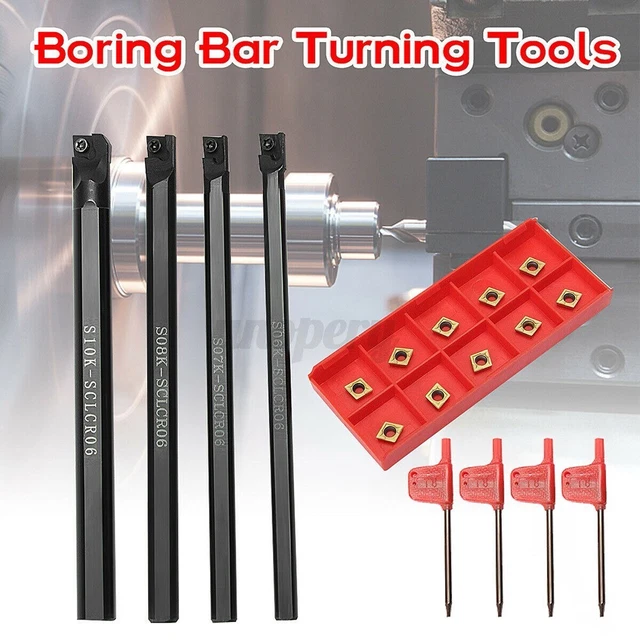 Barre D'alésage De Tour S18Q-SCLCR09 - Pour Inserts CCMT09T3 - Diamètre Tige 18 Mm, Angle 95° - Inclut Support Et Clé T8