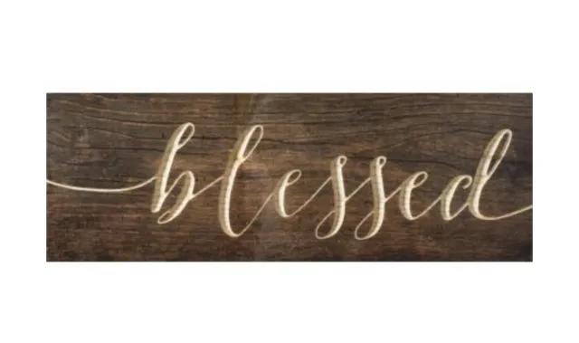 P. Graham Dunn “Blessed” Solid Pine Distressed Rustic Wood Sign -Made In USA New