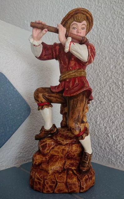 Handgschnitzte und von Hand bemalene Holzfigur: ``Rattenfänger von Hameln``