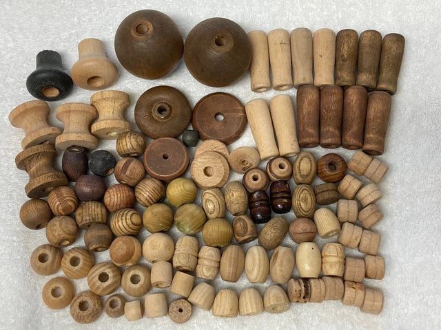 2 lb. Lot, 100 Vintage Wooden Beads Bulk Lot for Macrame & Jewelry Making Crafts
