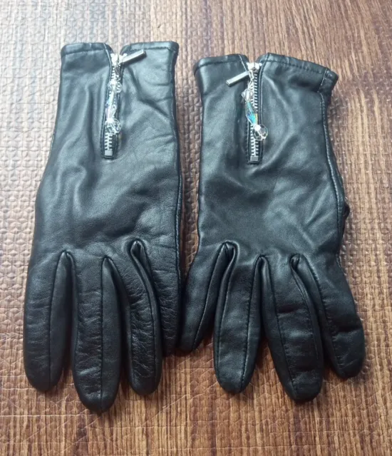 Thinsulate Insulation 40 Gram Gloves Women M Black Soft Genuine Leather Lined