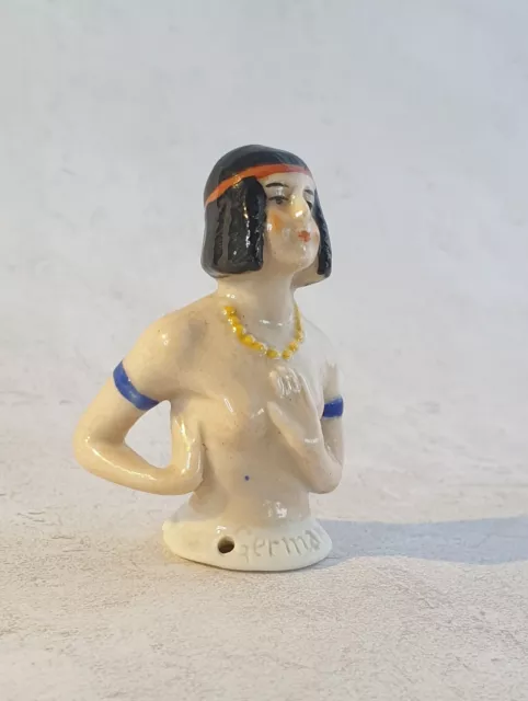1920's Antique German Porcelain Nude Art Deco Half Doll Flapper Girl Hand Painte