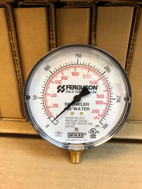 New WIKA Ferguson Sprinkler Air / Water Pressure 4" Gauge 111.10SP 4"