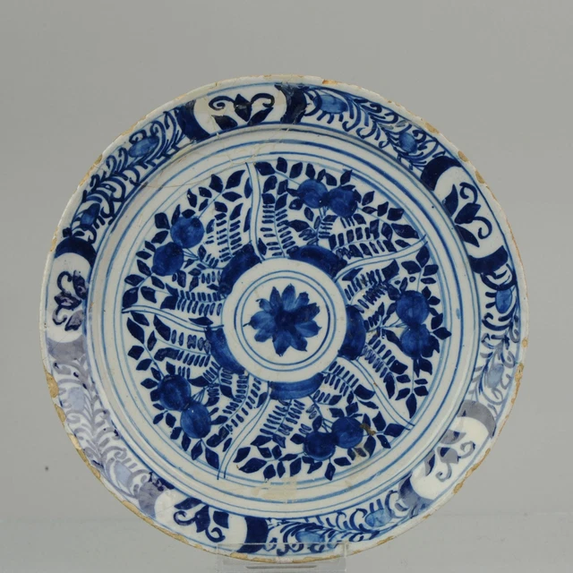 Antique 17/18th C Dutch Delft Plate Charger Delftware Delft Blue
