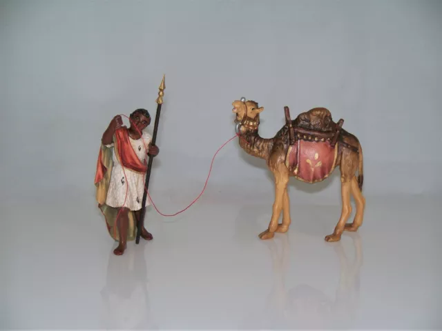 Holz Krippenfiguren Set KAMELTREIBER + KAMEL geschnitzt color (zu 8 cm Figuren)I