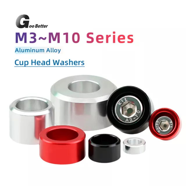 M3 M4 M5 M6 M8 M10 M12 Load Spreading Cup Washers - Anodised Aluminium Washer