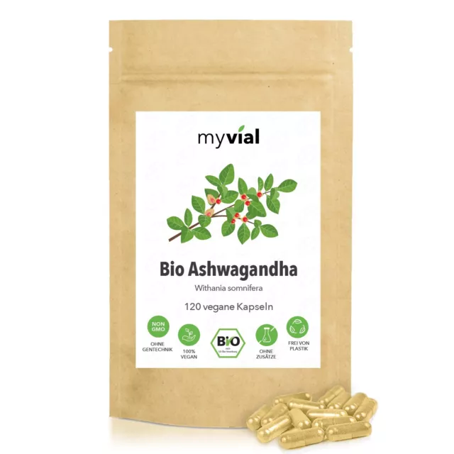 Bio Ashwagandha 120 Kapseln vegan | 40-Tage-Vorrat | 500mg pro Kapsel