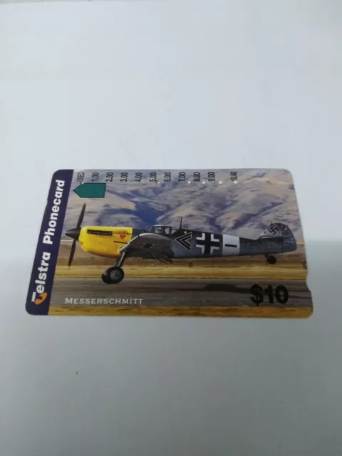 Telecom Phonecard $10 WWII Fighters - Messerschmitt 1997 * USED* Multi Hole