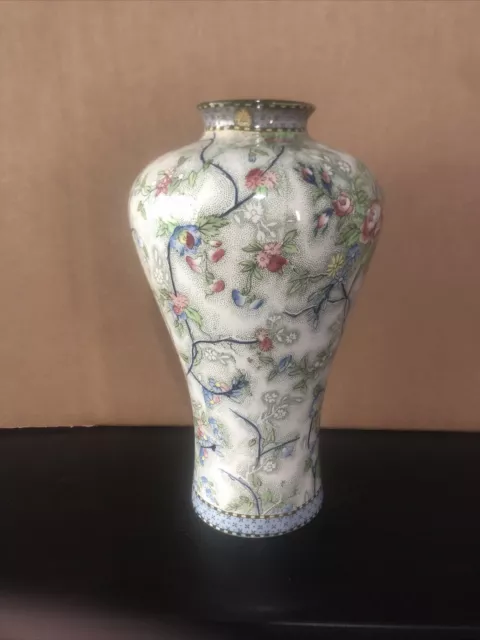 Antique S. Hancock & Sons Corona Ware 'Rosetta' Floral Chintz Tall Vase 30 Cm