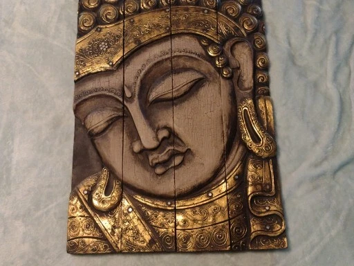 Serene Buddha wall art sculpture Panel Folding Screen Balinese wood carving